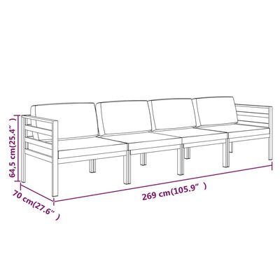 vidaXL 4-tlg. Garten-Lounge-Set mit Kissen Aluminium Anthrazit