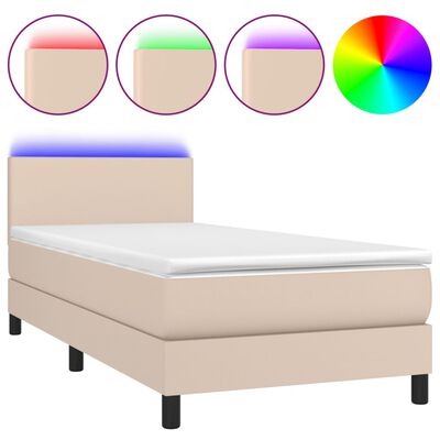 vidaXL Boxspringbett mit Matratze & LED Cappuccino-Braun 80x200cm