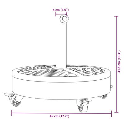 vidaXL Sonnenschirmständer mit Rollen für Ø38/48 mm Mast 27 kg Rund