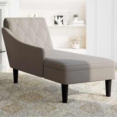 vidaXL Chaiselongue mit Kissen und Rechter Armlehne Taupe Stoff