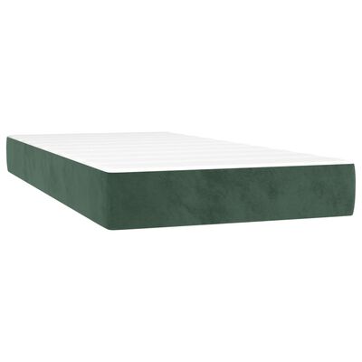 vidaXL Boxspringbett mit Matratze & LED Dunkelgrün 120x190 cm Samt