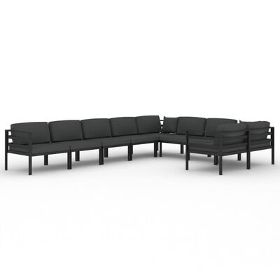 vidaXL 9-tlg. Garten-Lounge-Set mit Kissen Aluminium Anthrazit