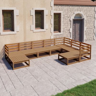 vidaXL 9-tlg. Garten-Lounge-Set Honigbraun Massivholz Kiefer