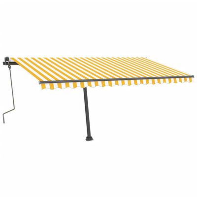 vidaXL Standmarkise Einziehbar Handbetrieben 400x300 cm Gelb/Weiß