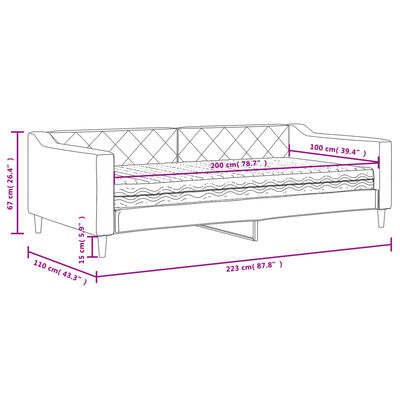 vidaXL Tagesbett mit Matratze Creme 100x200 cm Stoff