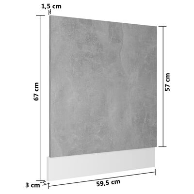 vidaXL Geschirrspülerblende Betongrau 59,5x3x67 cm Holzwerkstoff