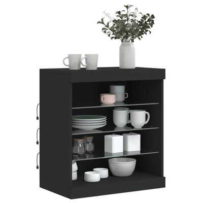 vidaXL Sideboard mit LED-Leuchten Schwarz 60,5x37x67 cm