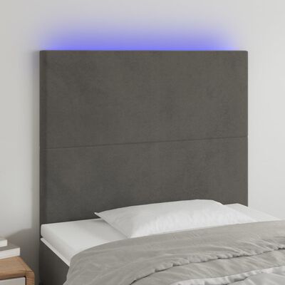 vidaXL LED Kopfteil Dunkelgrau 100x5x118/128 cm Samt