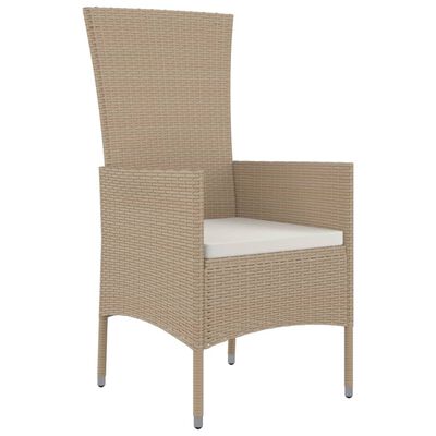 vidaXL 3-tlg. Garten-Essgruppe mit Kissen Beige Poly Rattan