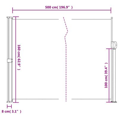 vidaXL Seitenmarkise Ausziehbar Blau 160x500 cm