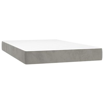 vidaXL Boxspringbett mit Matratze Hellgrau 120x200 cm Samt