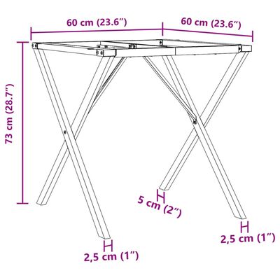 vidaXL Esstisch-Gestell in X-Form 60x60x73 cm Gusseisen