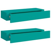 vidaXL Wandregale mit Schubladen 2 Stk. Blau 60x23,5x10 cm MDF