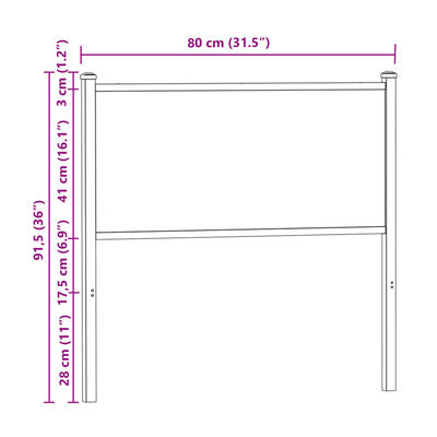 vidaXL Kopfteil Sonoma-Eiche 75 cm Holzwerkstoff und Stahl