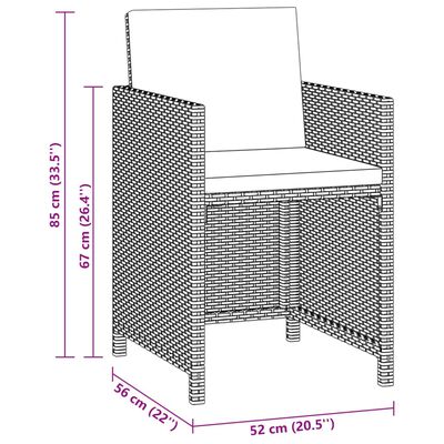 vidaXL 5-tlg. Garten-Essgruppe mit Kissen Poly Rattan Beige