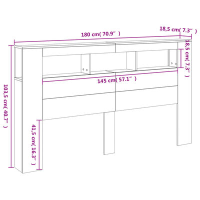 vidaXL LED-Kopfteil Sonoma Eiche 180x18,5x103,5 cm Holzwerkstoff