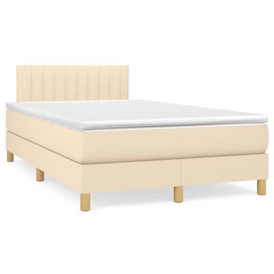 vidaXL Boxspringbett mit Matratze Creme 120x190 cm Stoff