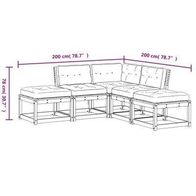 vidaXL 5-tlg. Garten-Sofagarnitur mit Kissen Wachsbraun Kiefernholz