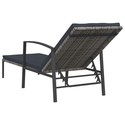 vidaXL Sonnenliege mit Auflage Poly Rattan Grau