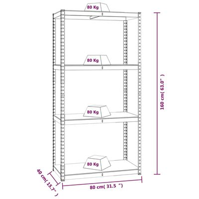 vidaXL Regale mit 4 Böden 2 Stk. Blau Stahl & Holzwerkstoff