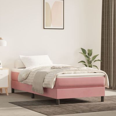 vidaXL Boxspringbett mit Matratze Rosa 100x200 cm Samt