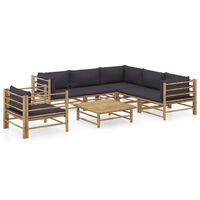 vidaXL 7-tlg. Garten-Lounge-Set mit Dunkelgrauen Kissen Bambus