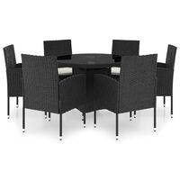 vidaXL 7-tlg. Garten-Essgruppe Poly Rattan Schwarz