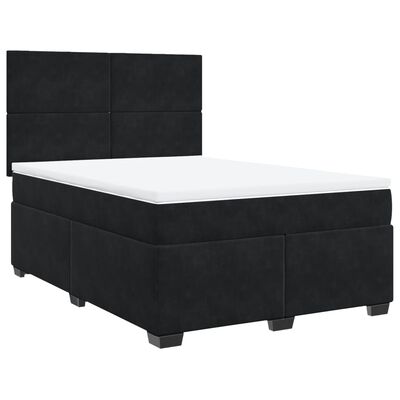 vidaXL Boxspringbett mit Matratze Schwarz 140x190 cm Samt