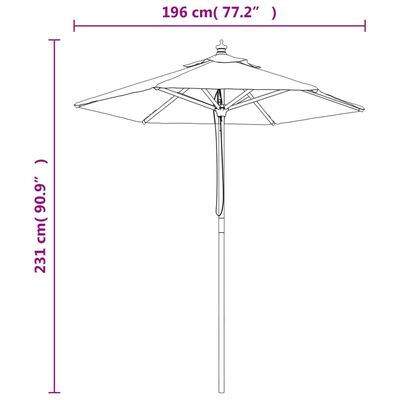 vidaXL Sonnenschirm mit Holzmast Taupe 196x231 cm