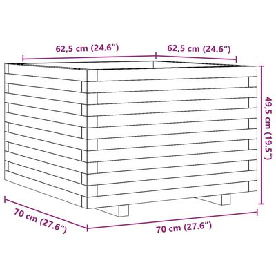 vidaXL Pflanzkübel Wachsbraun 70x70x49,5 cm Massivholz Kiefer