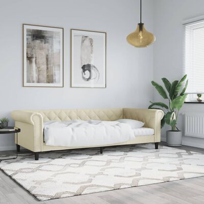 vidaXL Tagesbett Creme 90x200 cm Kunstleder