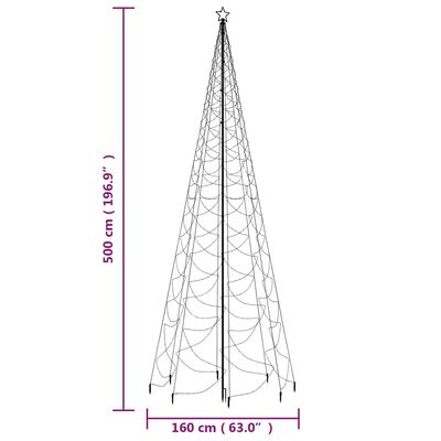 vidaXL LED-Weihnachtsbaum mit Metallstange 1400 LEDs Blau 5 m