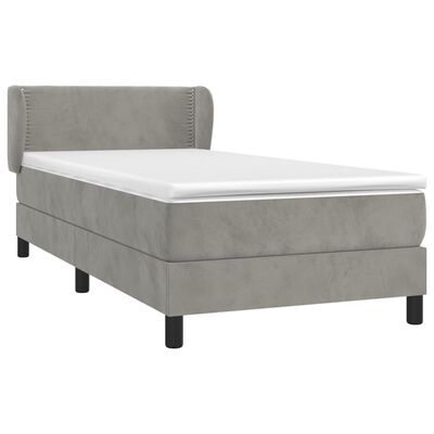 vidaXL Boxspringbett mit Matratze Hellgrau 90x190 cm Samt