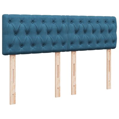 vidaXL Boxspringbett mit Matratze Blau 140x190 cm Samt