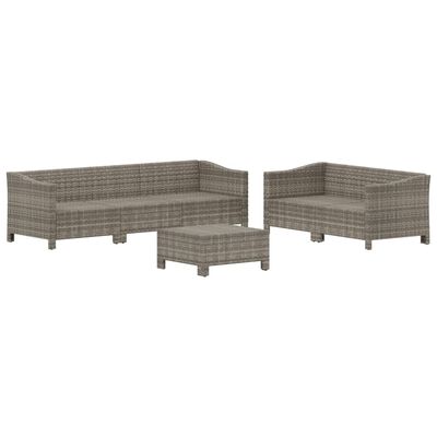 vidaXL 6-tlg. Garten-Lounge-Set mit Kissen Grau Poly Rattan