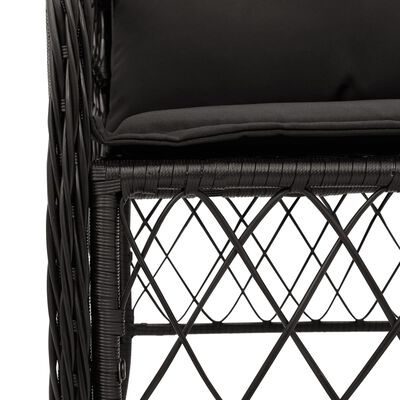 vidaXL 3-tlg. Bistro-Set mit Kissen Schwarz Poly Rattan