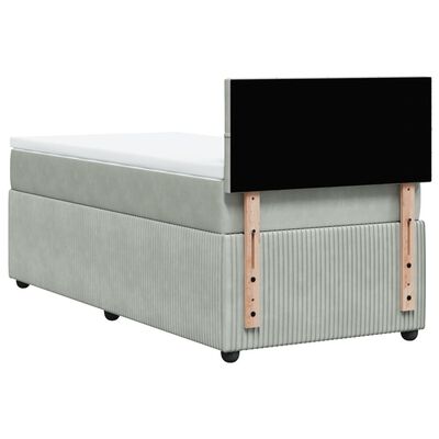 vidaXL Boxspringbett mit Matratze Hellgrau 100x200 cm Samt