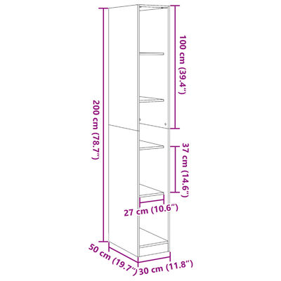 vidaXL Kleiderschrank Sonoma-Eiche 30x50x200 cm Holzwerkstoff