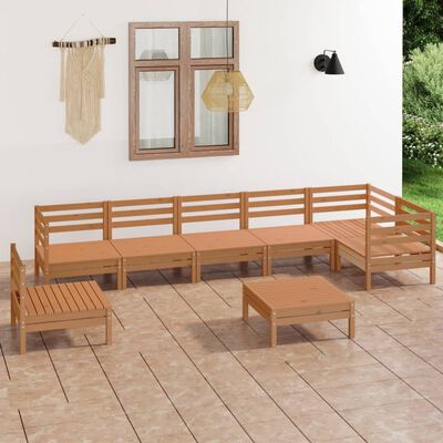 vidaXL 8-tlg. Garten-Lounge-Set Massivholz Kiefer Honigbraun