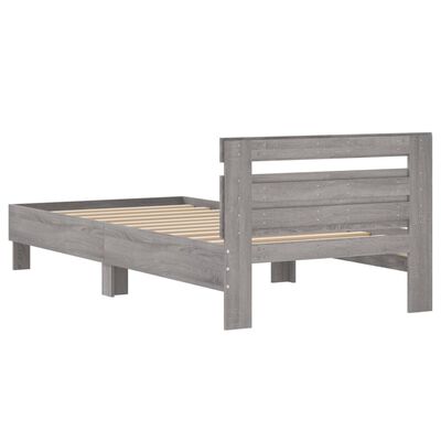 vidaXL Bettgestell mit Kopfteil Grau Sonoma 100x200 cm Holzwerkstoff