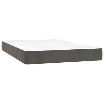 vidaXL Boxspringbett mit Matratze & LED Dunkelgrau 120x200 cm Samt