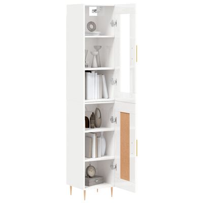 vidaXL Highboard Hochglanz-Weiß 34,5x34x180 cm Holzwerkstoff