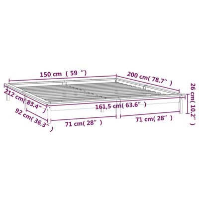 vidaXL Massivholzbett mit LEDs Honigbraun 150x200 cm