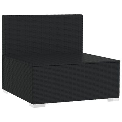 vidaXL 4-Sitzer Sofa mit Kissen Schwarz Poly Rattan