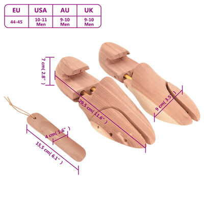 vidaXL Schuhspanner mit Schuhlöffel EU 44-45 Massivholz Zeder