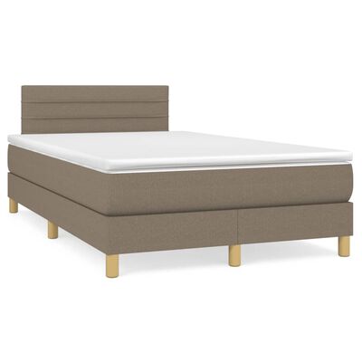 vidaXL Boxspringbett mit Matratze Taupe 120x200 cm Stoff