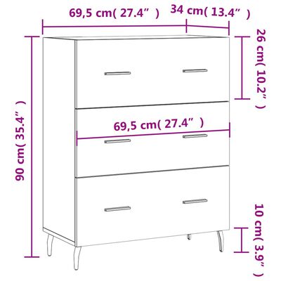 vidaXL Sideboard Schwarz 69,5x34x90 cm Holzwerkstoff