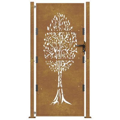 vidaXL Gartentor 105x180 cm Cortenstahl Baum-Design