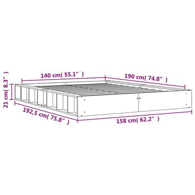 vidaXL Massivholzbett ohne Matratze Wachsbraun 140x190 cm Kiefernholz