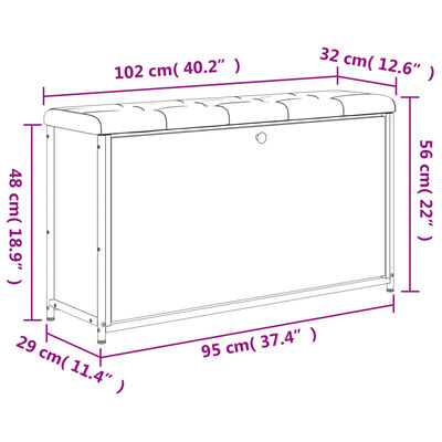 vidaXL Schuhbank mit Klappe Braun Eichen-Optik 102x32x56 cm